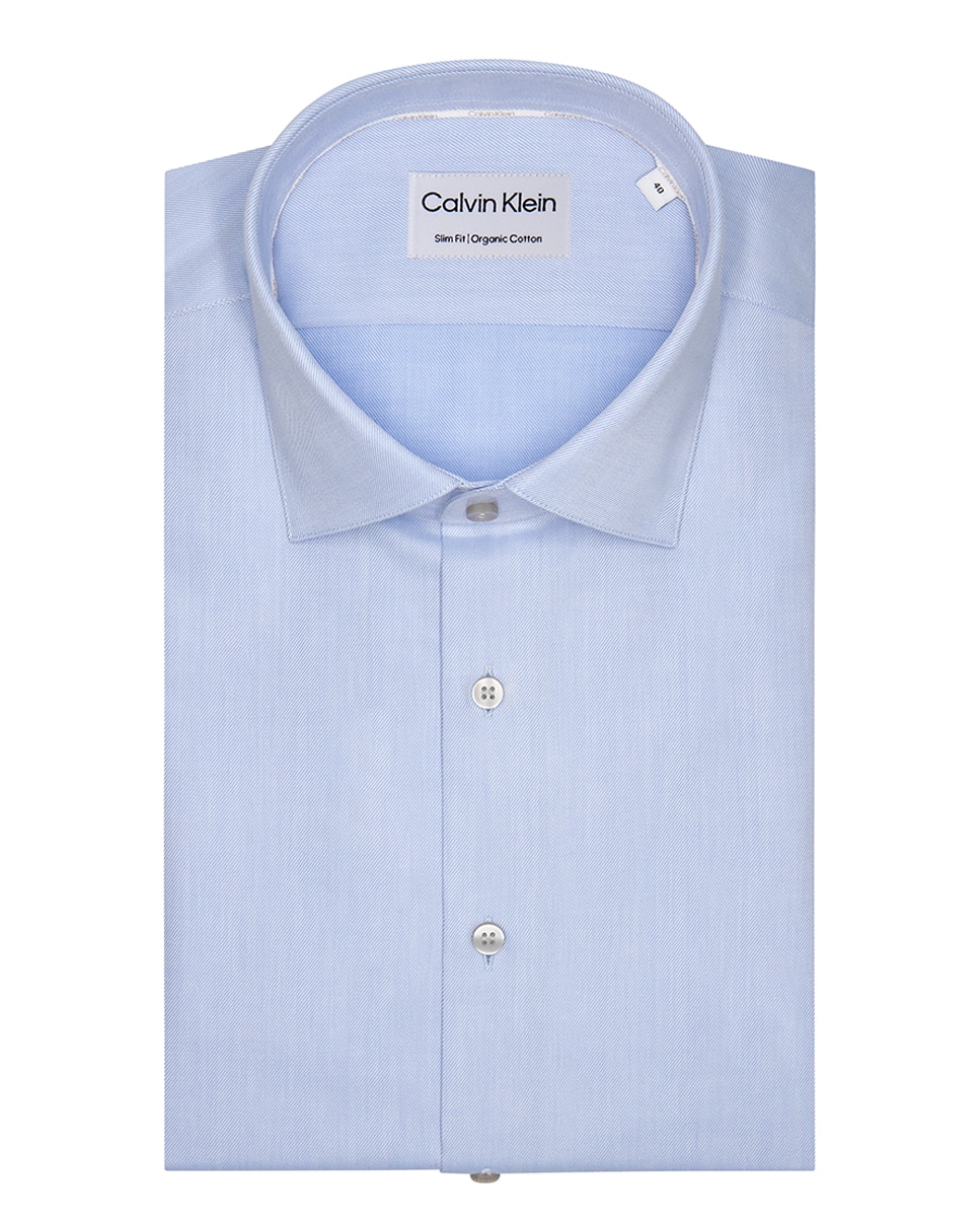 Camisa de vestir Hombre de twill elástico slim lisa - Calvin Klein - Azul claro Azul claro-8
