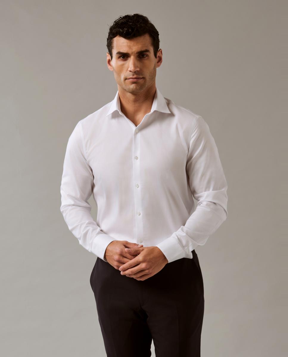 Camisa Slim Fit de Sarja Branco-1