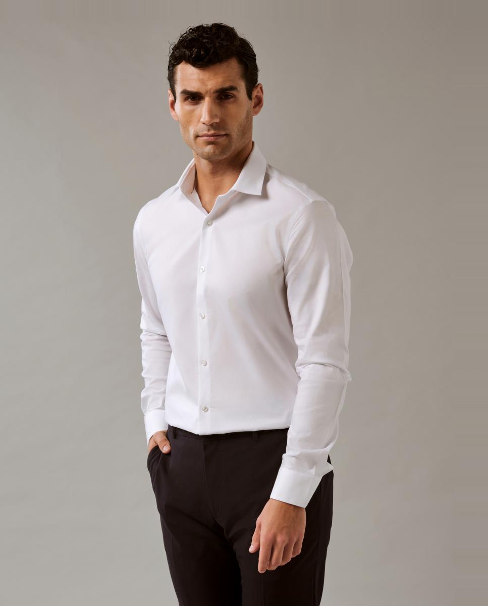 Camisa Slim Fit de Sarja Branco-3