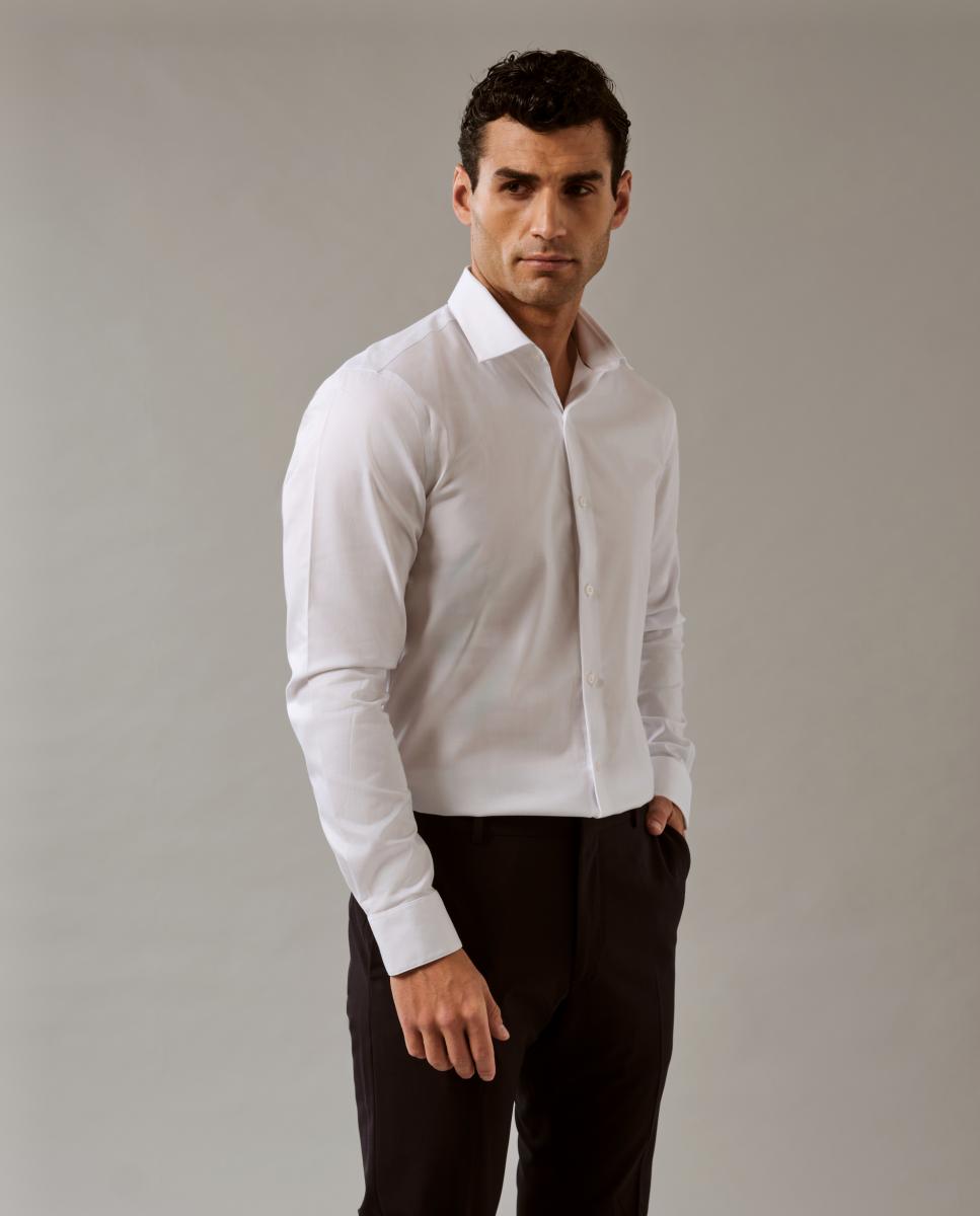 Camisa Slim Fit de Sarja Branco-4