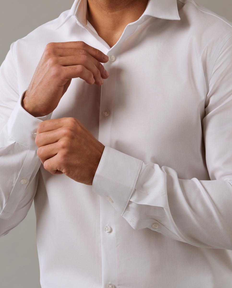Camisa Slim Fit de Sarja Branco-5