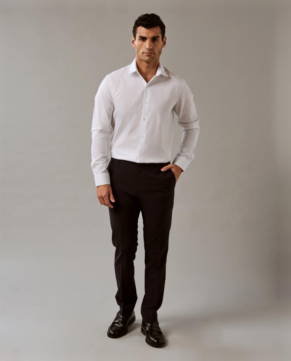 Camisa Slim Fit de Sarja Branco-6