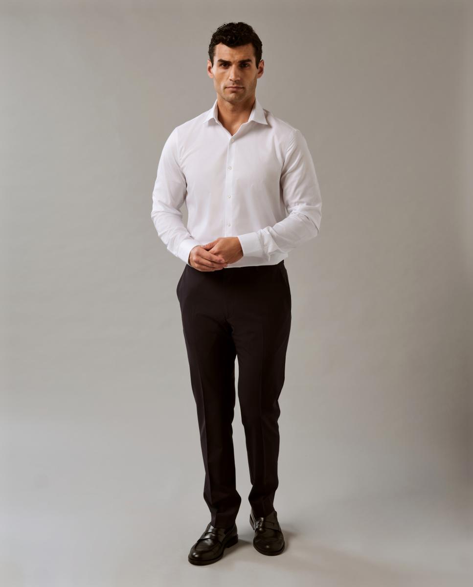 Camisa Slim Fit de Sarja Branco-9