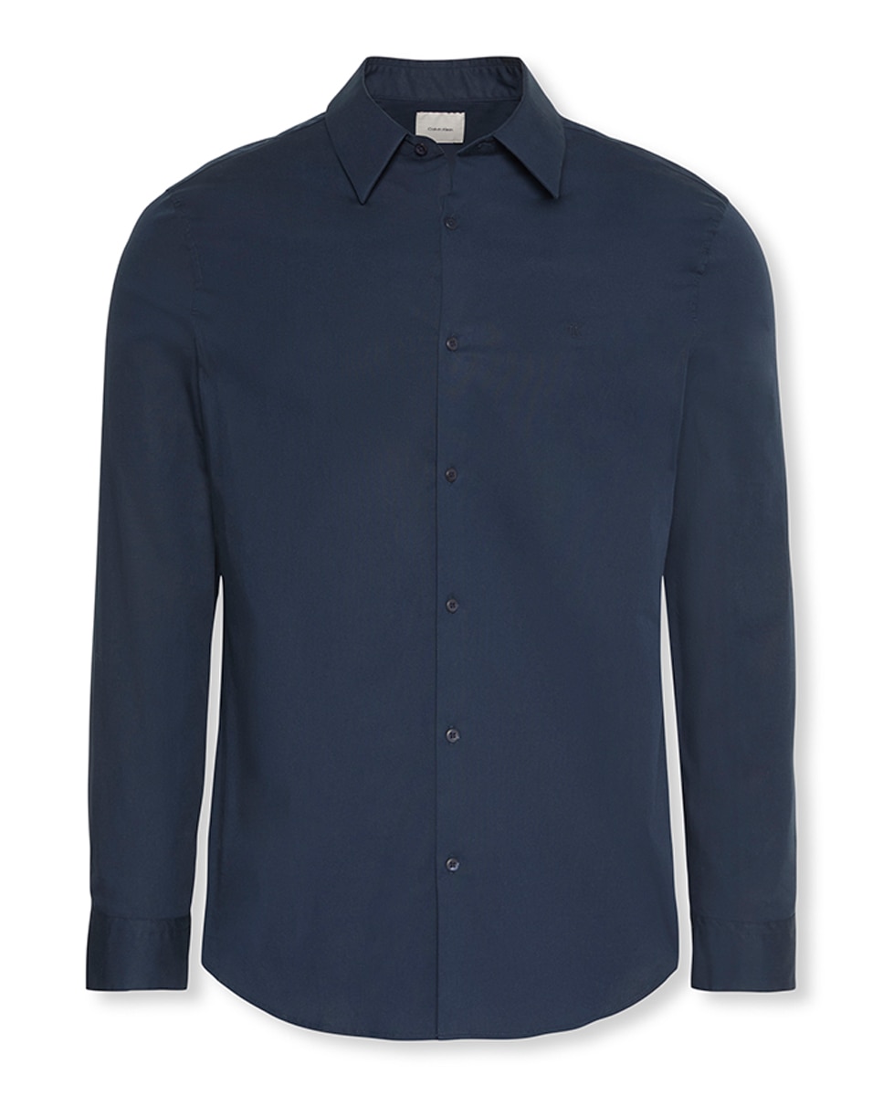 Camisa Casual em Popelina Azul-marinho-6