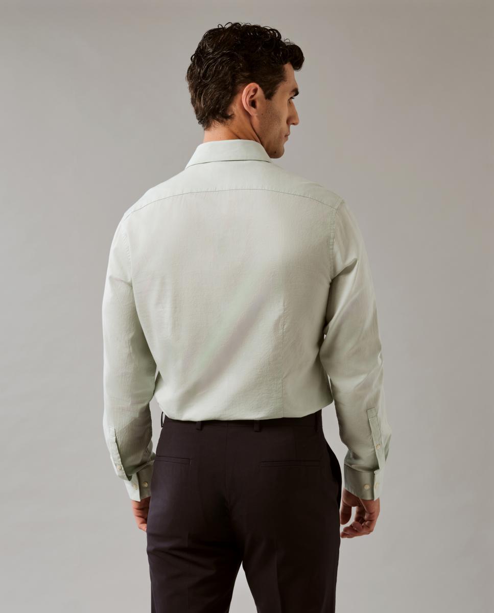 Camisa Elástica Justa com Lavagem Suave Verde-claro-2