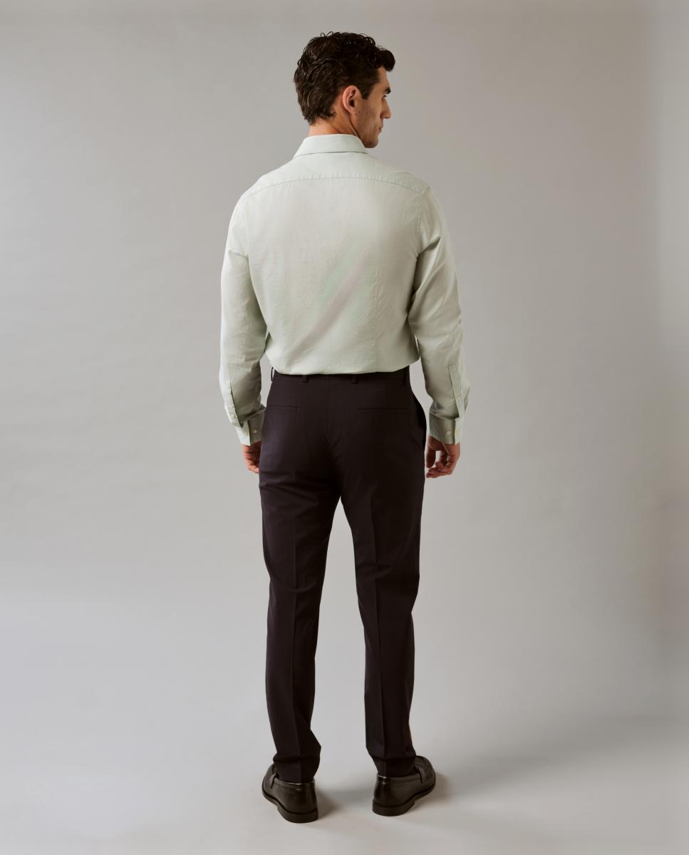 Camisa Elástica Justa com Lavagem Suave Verde-claro-5