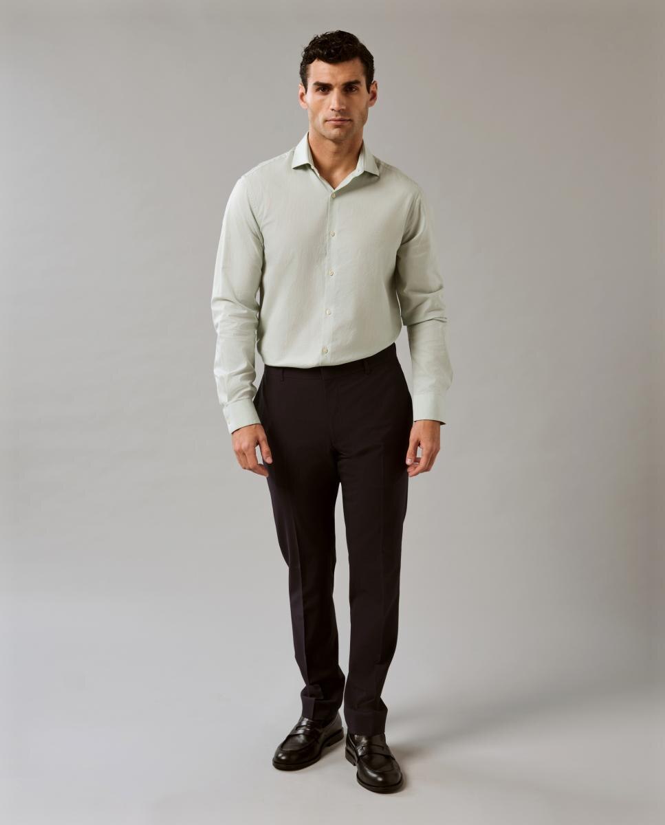 Camisa Elástica Justa com Lavagem Suave Verde-claro-6