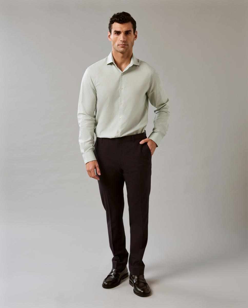 Camisa Elástica Justa com Lavagem Suave Verde-claro-7