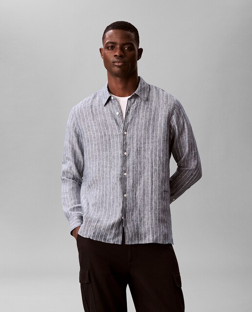 Camisa de lino Hombre con rayas