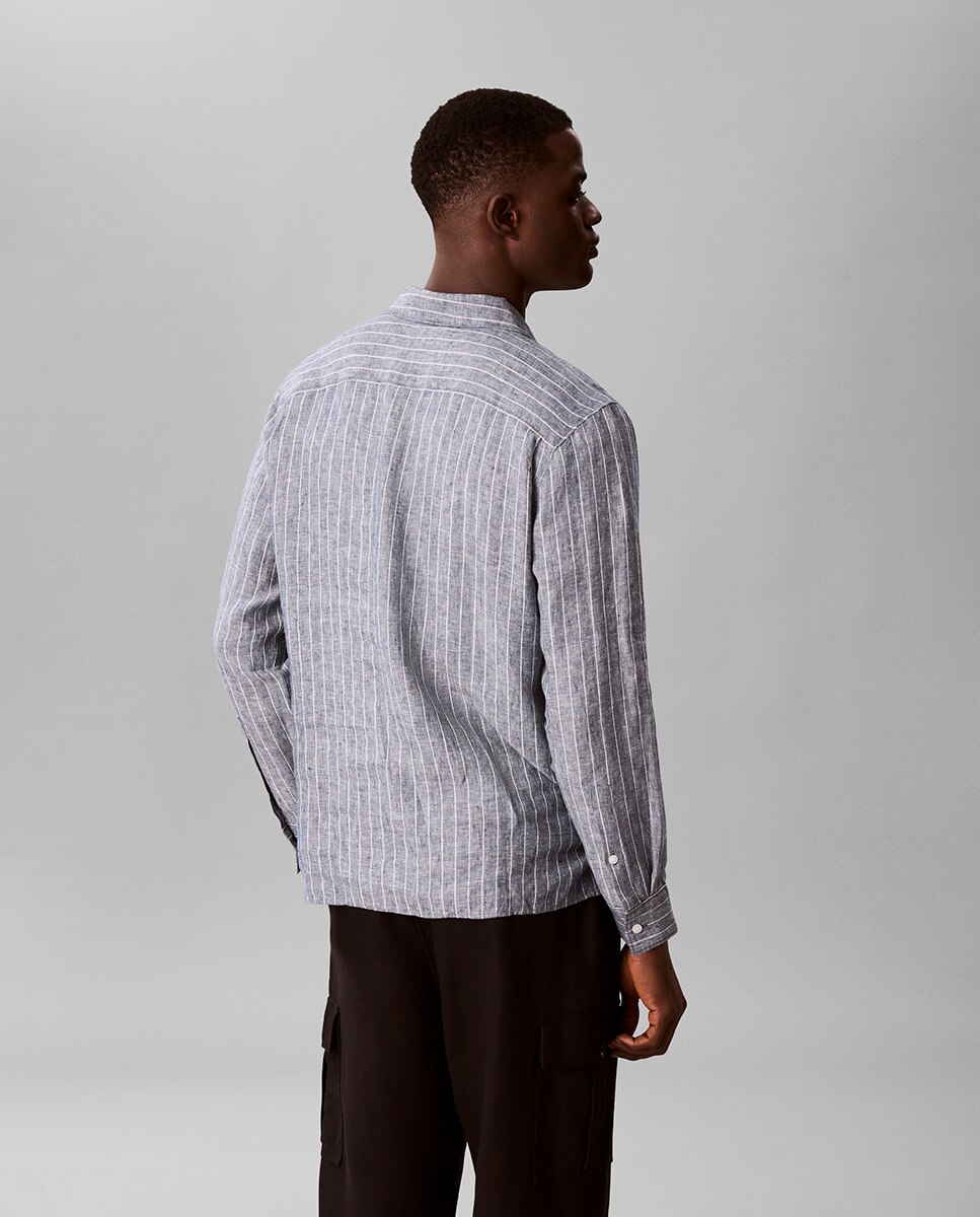 Camisa de lino Hombre con rayas - Calvin Klein - Blanco Blanco-2