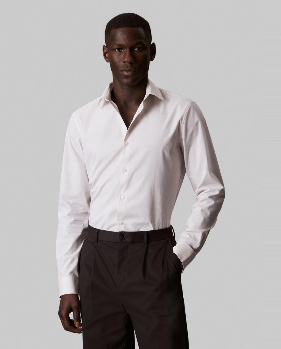 Calvin Klein - Camisa de vestir Hombre de popelina slim estampada.