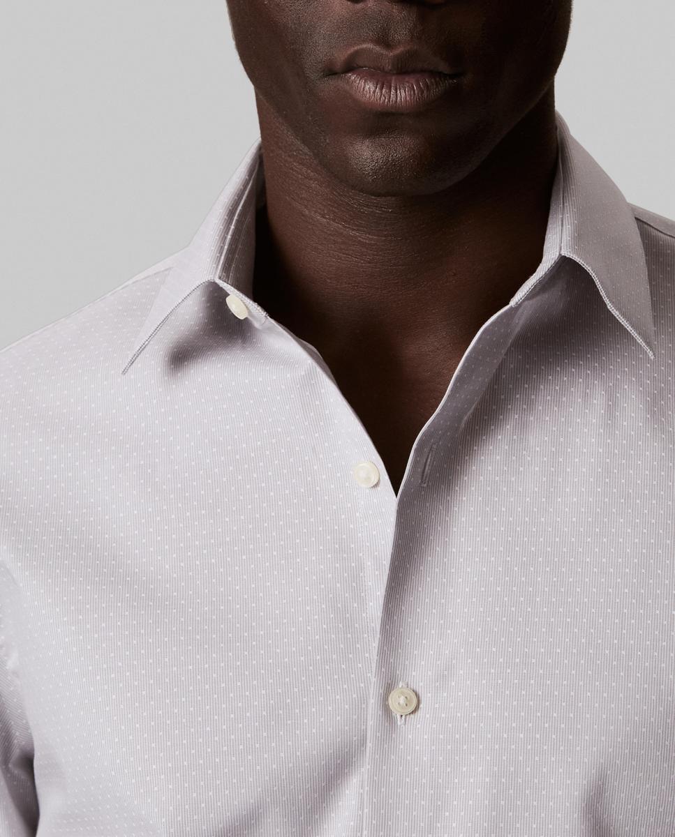 Camisa Clássica em Tecido Técnico Slim Lisa Cinzento-3