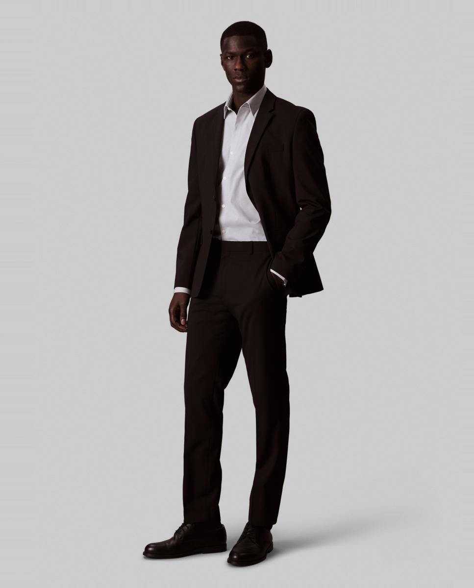 Camisa Clássica em Tecido Técnico Slim Lisa Cinzento-6