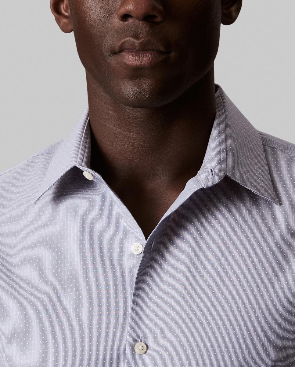Camisa Clássica em Tecido Técnico Slim Lisa Azul-claro-3