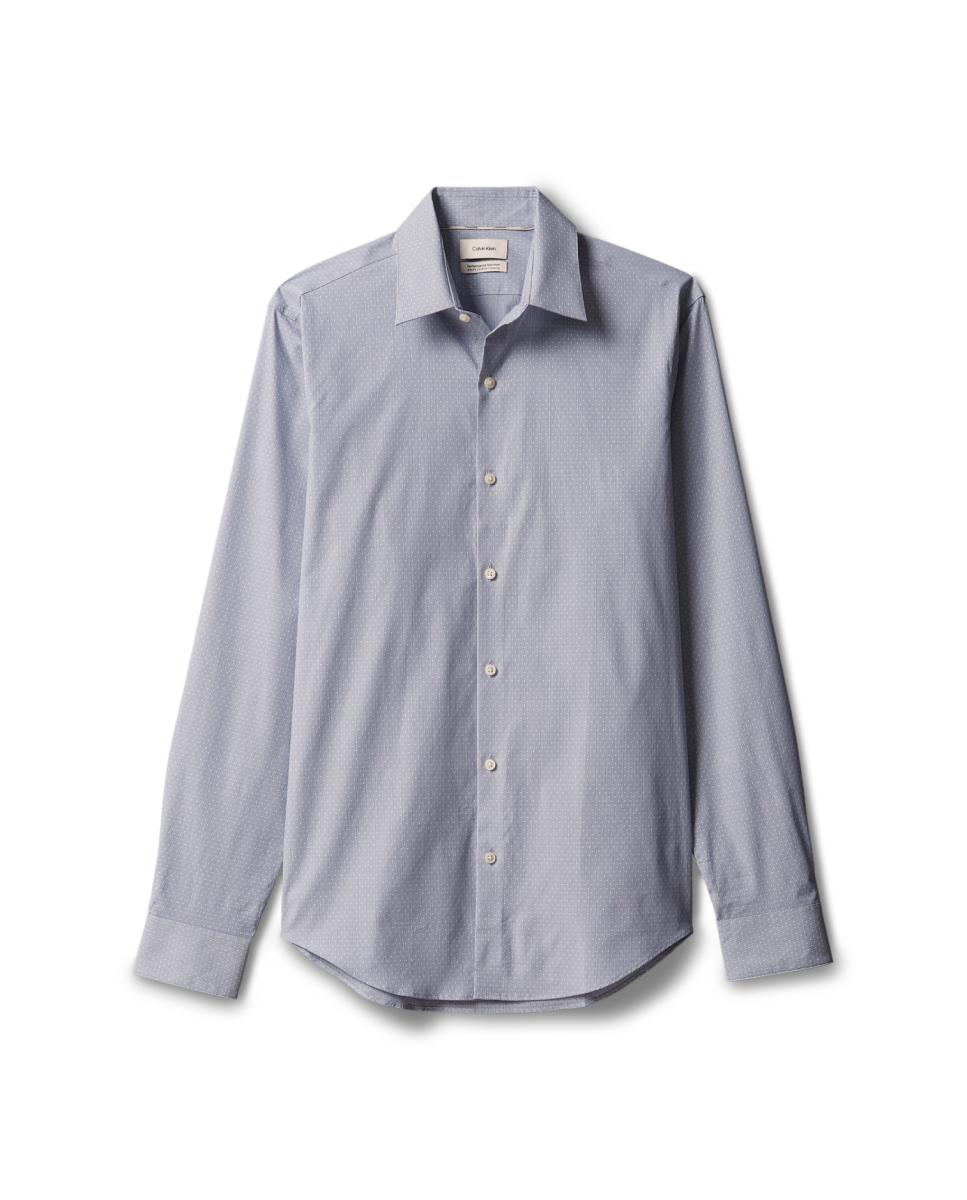 Camisa Clássica em Tecido Técnico Slim Lisa Azul-claro-6