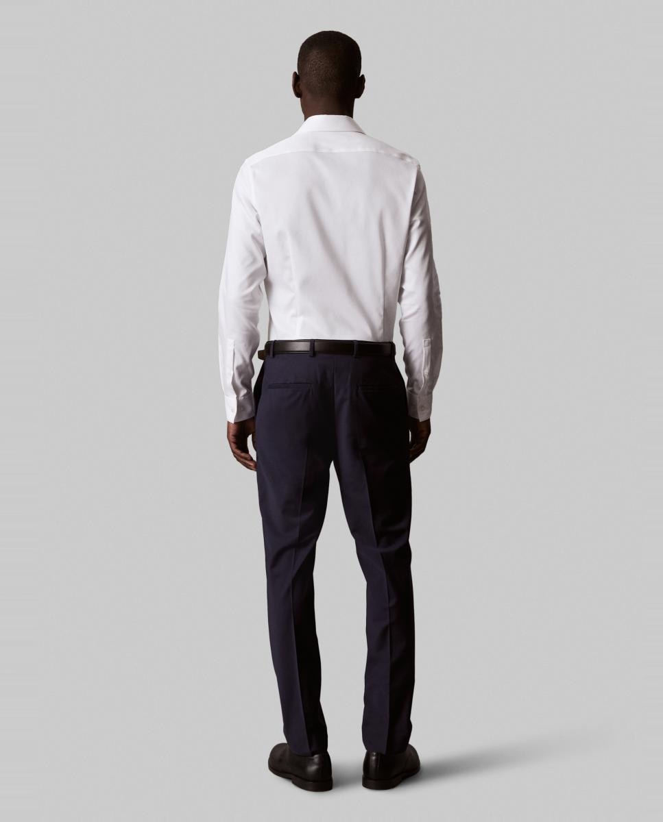 Camisa Clássica Slim Lisa com Colarinho com Estrutura Branco-2