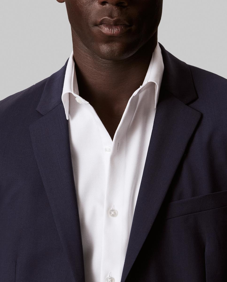 Camisa Clássica Slim Lisa com Colarinho com Estrutura Branco-4