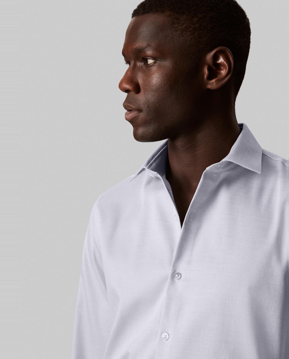 Camisa Clássica Slim Lisa com Colarinho com Estrutura Azul-claro-3