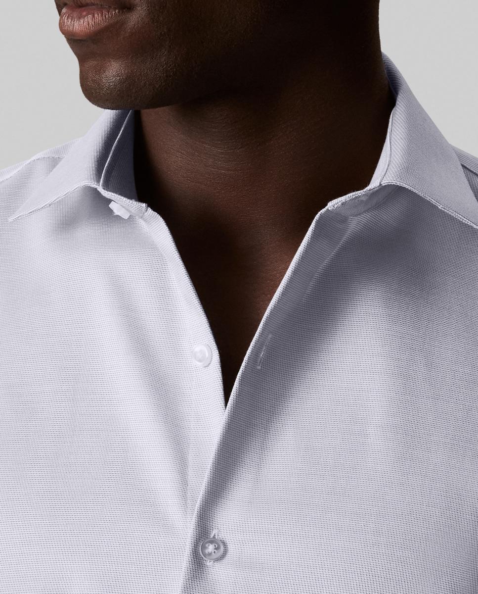 Camisa Clássica Slim Lisa com Colarinho com Estrutura Azul-claro-4