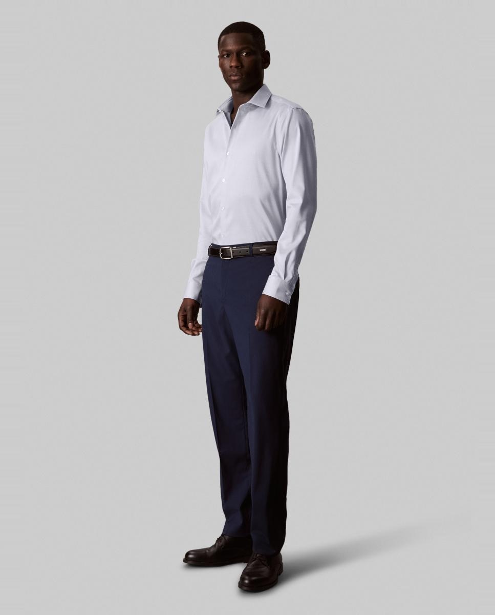 Camisa Clássica Slim Lisa com Colarinho com Estrutura Azul-claro-6