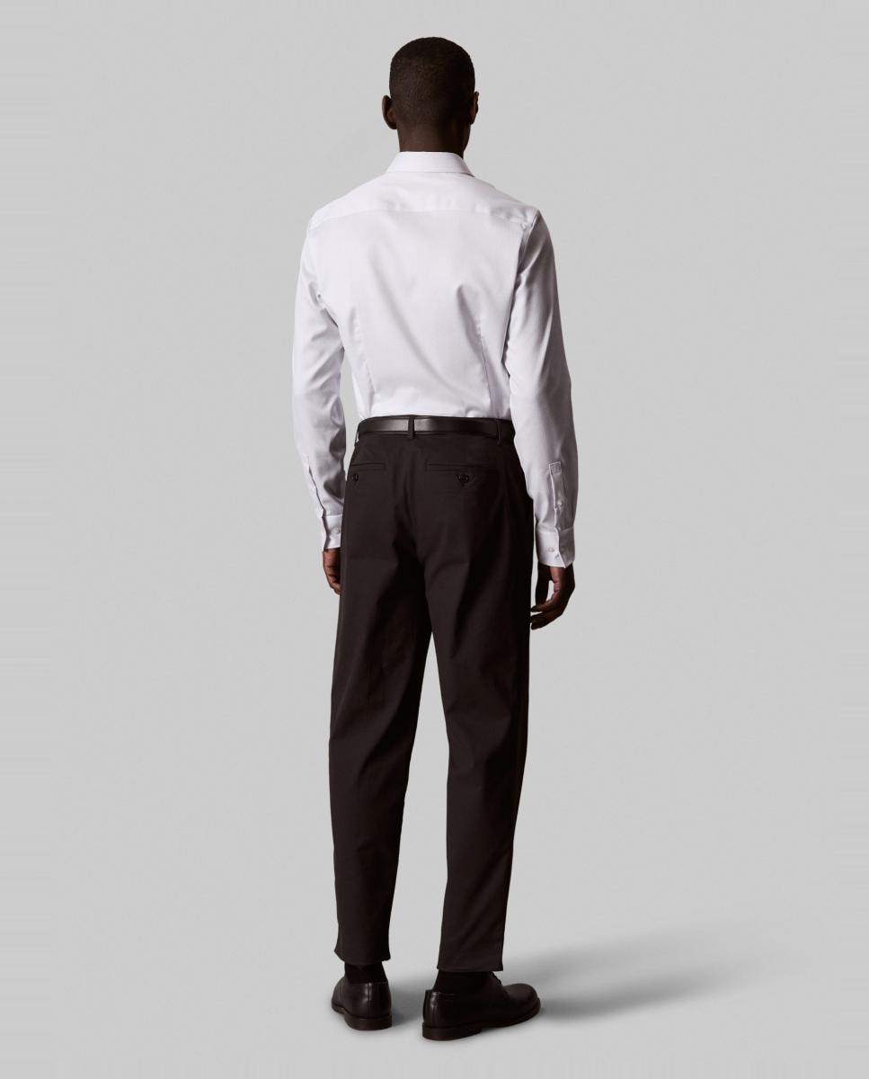 Camisa Clássica de Algodão Elástico Slim Lisa Azul-claro-2