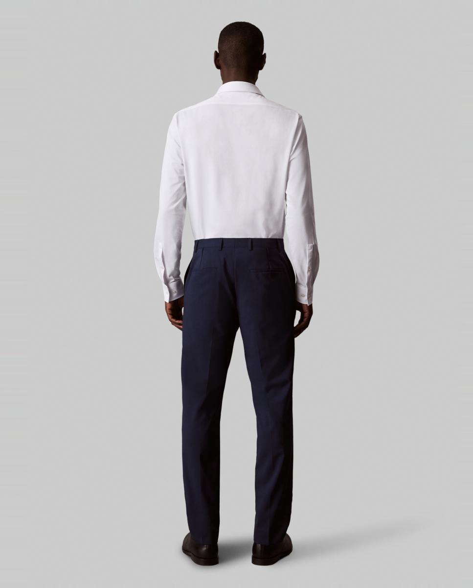 Camisa Clássica Slim de Malha Refinada Lisa Branco-2