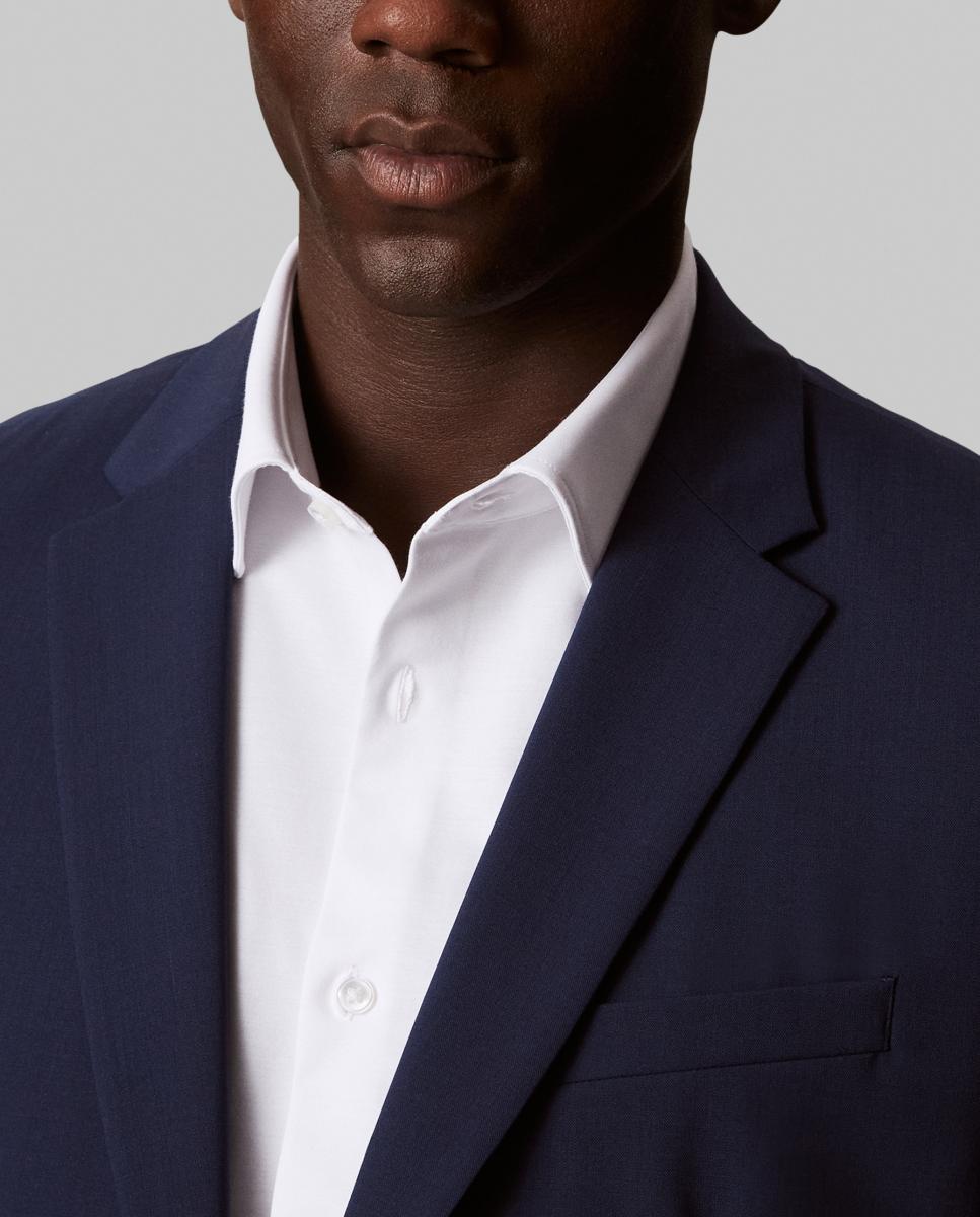 Camisa Clássica Slim de Malha Refinada Lisa Branco-4