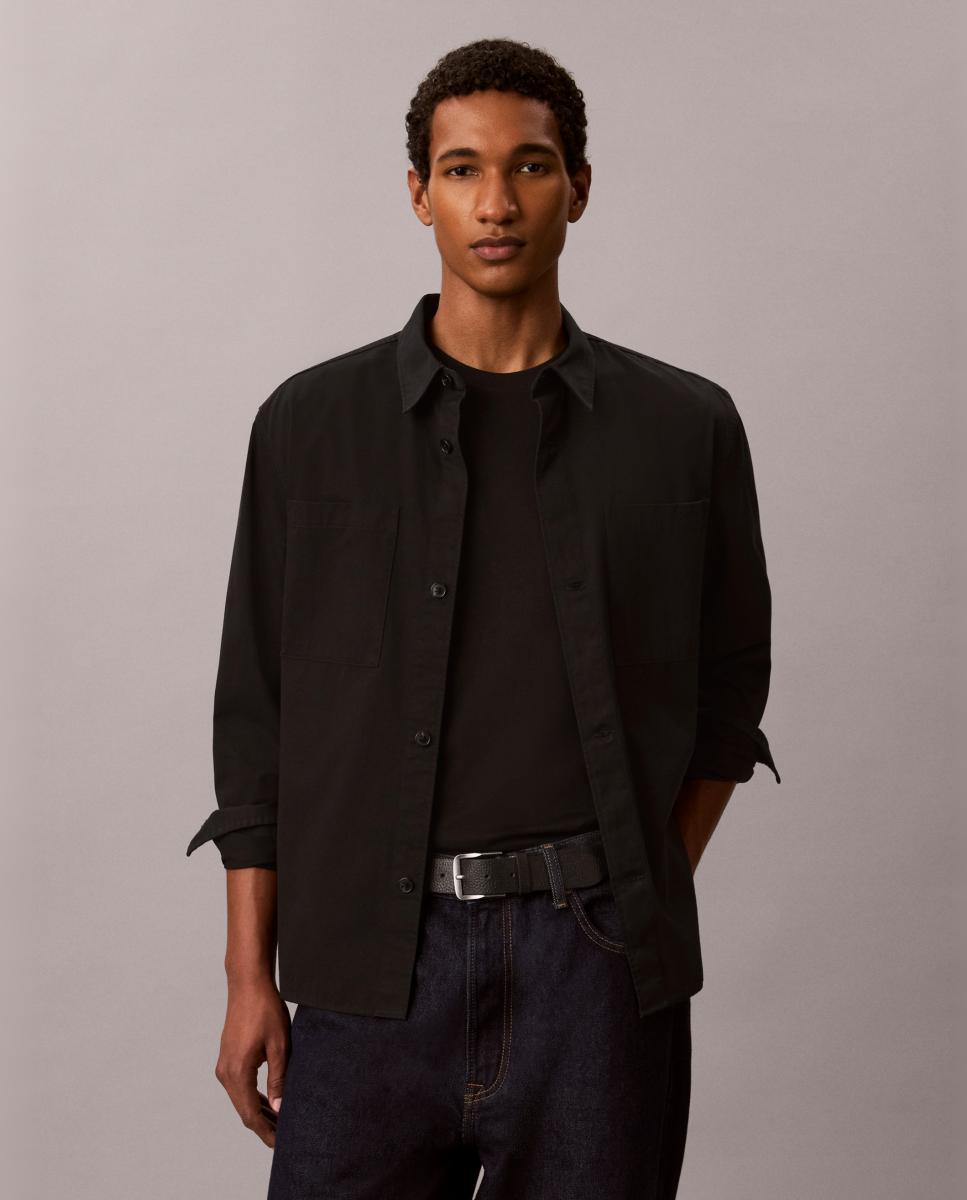 Sobrecamisa de Sarja com Lavagem Preto-1