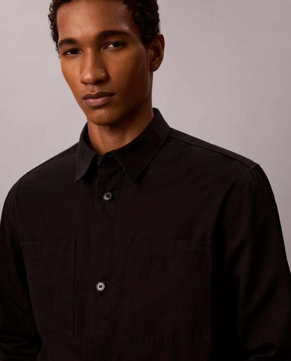 Sobrecamisa de Sarja com Lavagem Preto-3