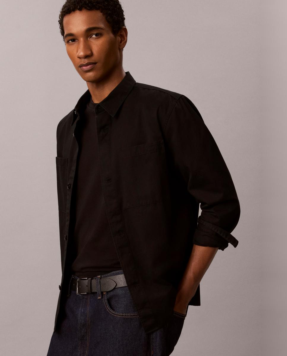 Sobrecamisa de Sarja com Lavagem Preto-4