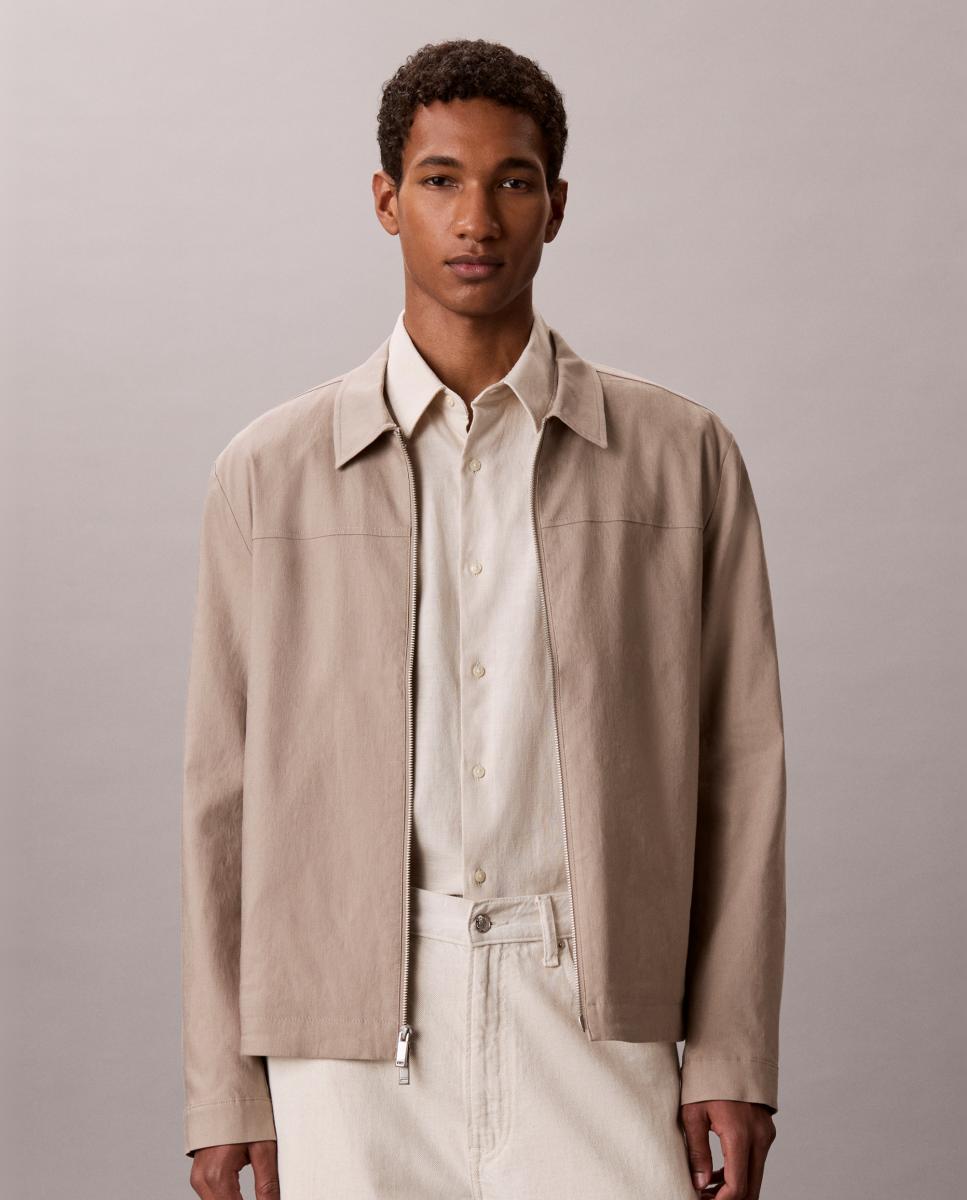 Sobrecamisa de Linho e Lyocell Bege-1