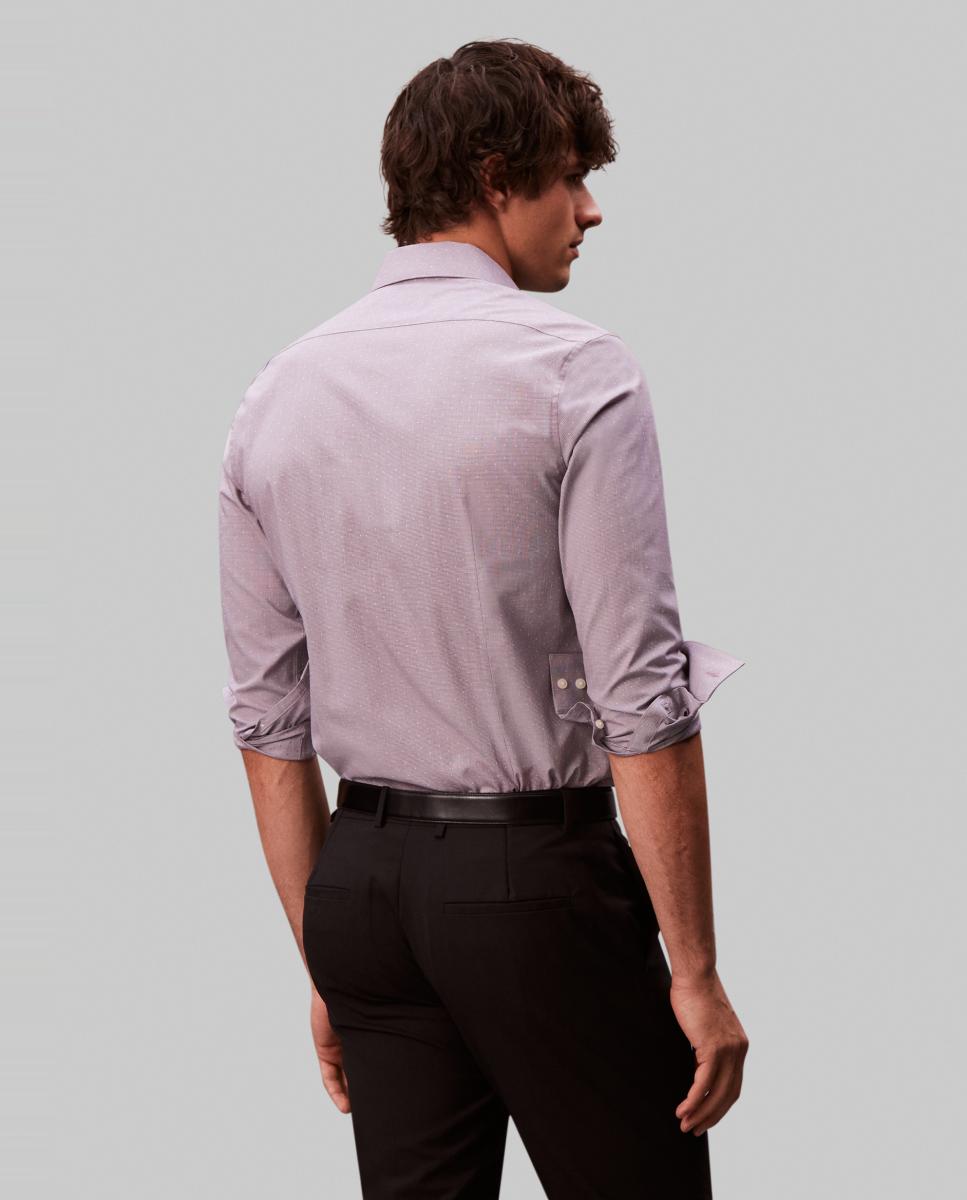 Camisa Clássica Slim de Popelina Lisa Roxo-2