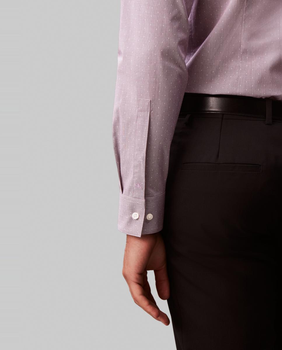 Camisa Clássica Slim de Popelina Lisa Roxo-4