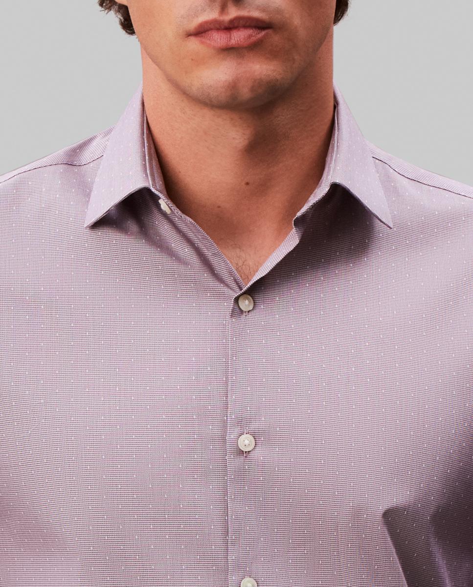 Camisa Clássica Slim de Popelina Lisa Roxo-5