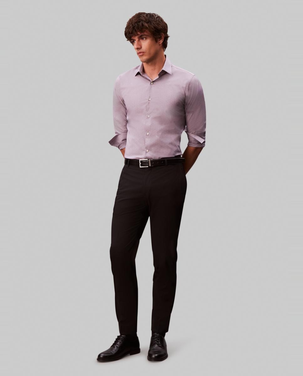 Camisa Clássica Slim de Popelina Lisa Roxo-7
