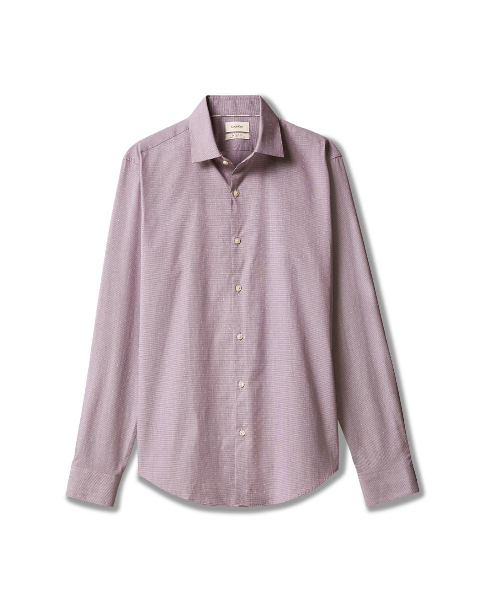 Camisa Clássica Slim de Popelina Lisa Roxo-6