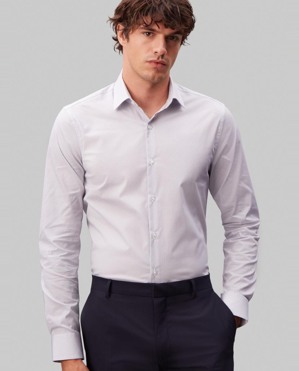 Camisa Clássica Slim de Popelina Lisa Azul-claro-3