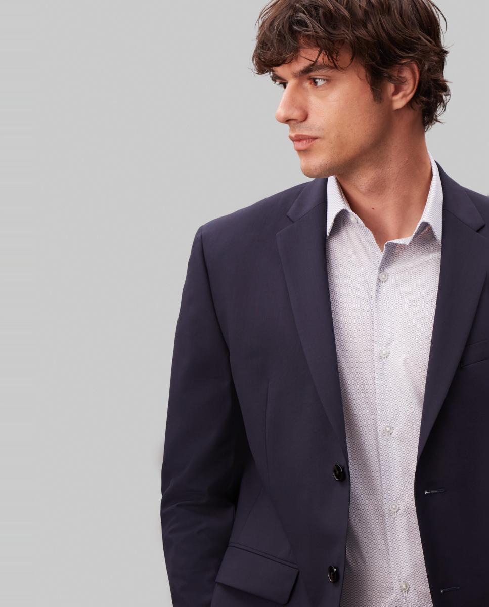 Camisa Clássica Slim de Popelina Lisa Azul-claro-4