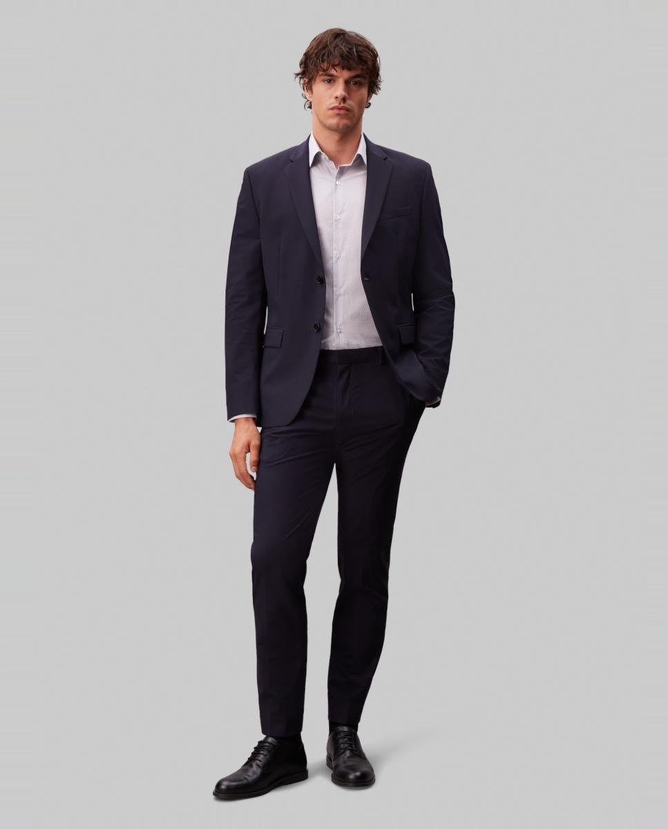 Camisa Clássica Slim de Popelina Lisa Azul-claro-5
