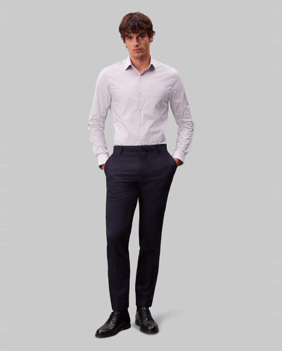 Camisa Clássica Slim de Popelina Lisa Azul-claro-7