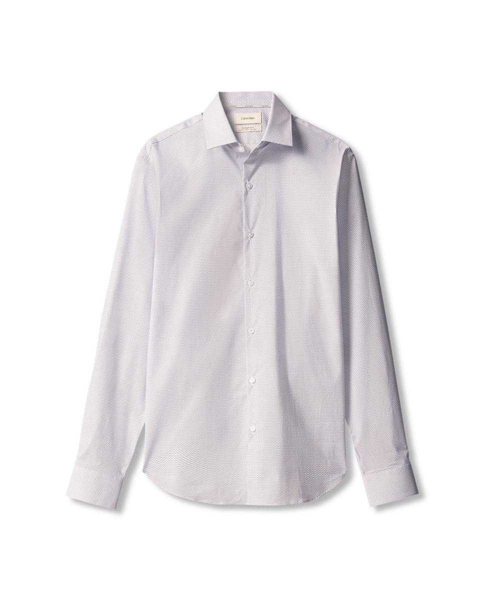 Camisa Clássica Slim de Popelina Lisa Azul-claro-6