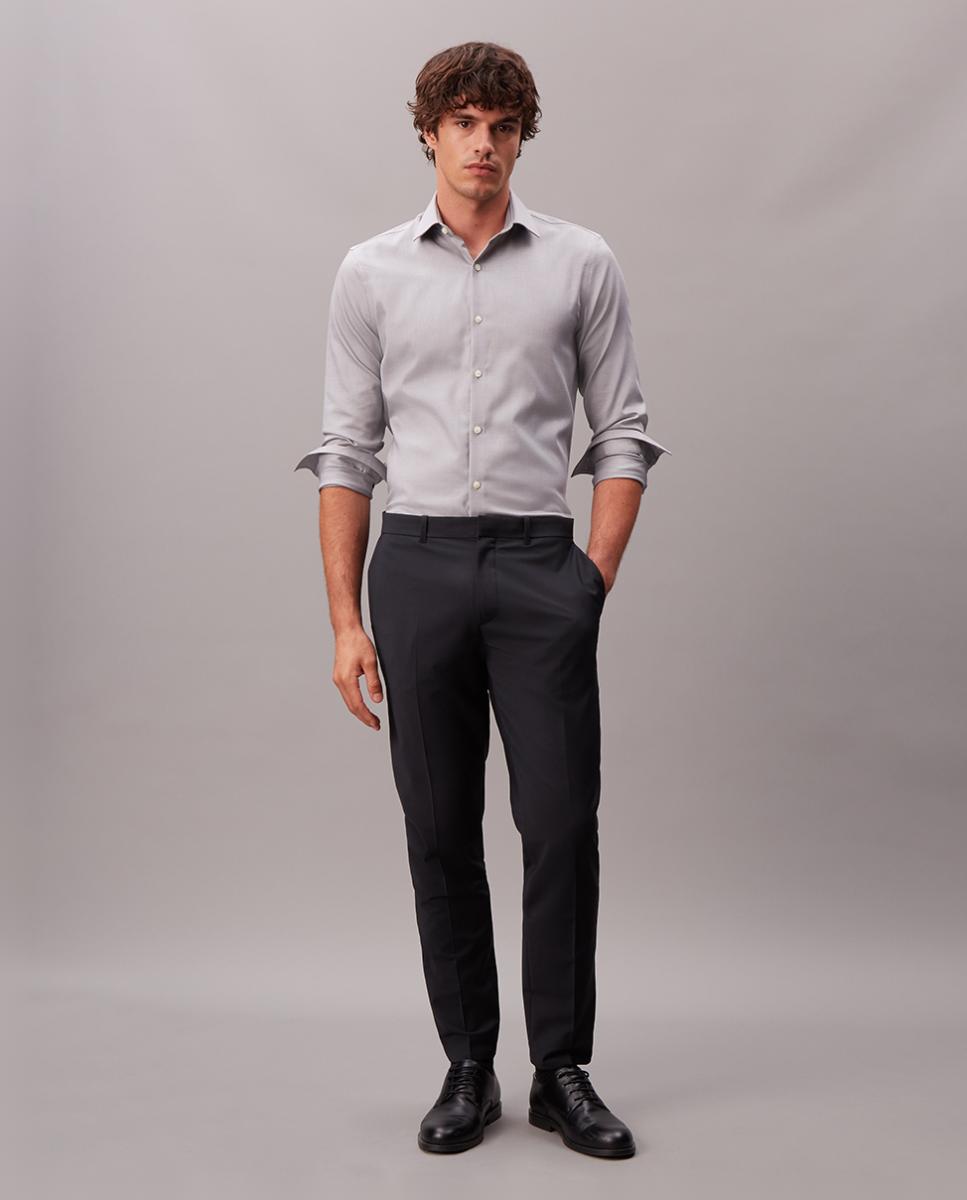 Imagen 0 de Camisa de vestir Hombre slim popelín lisa Gris