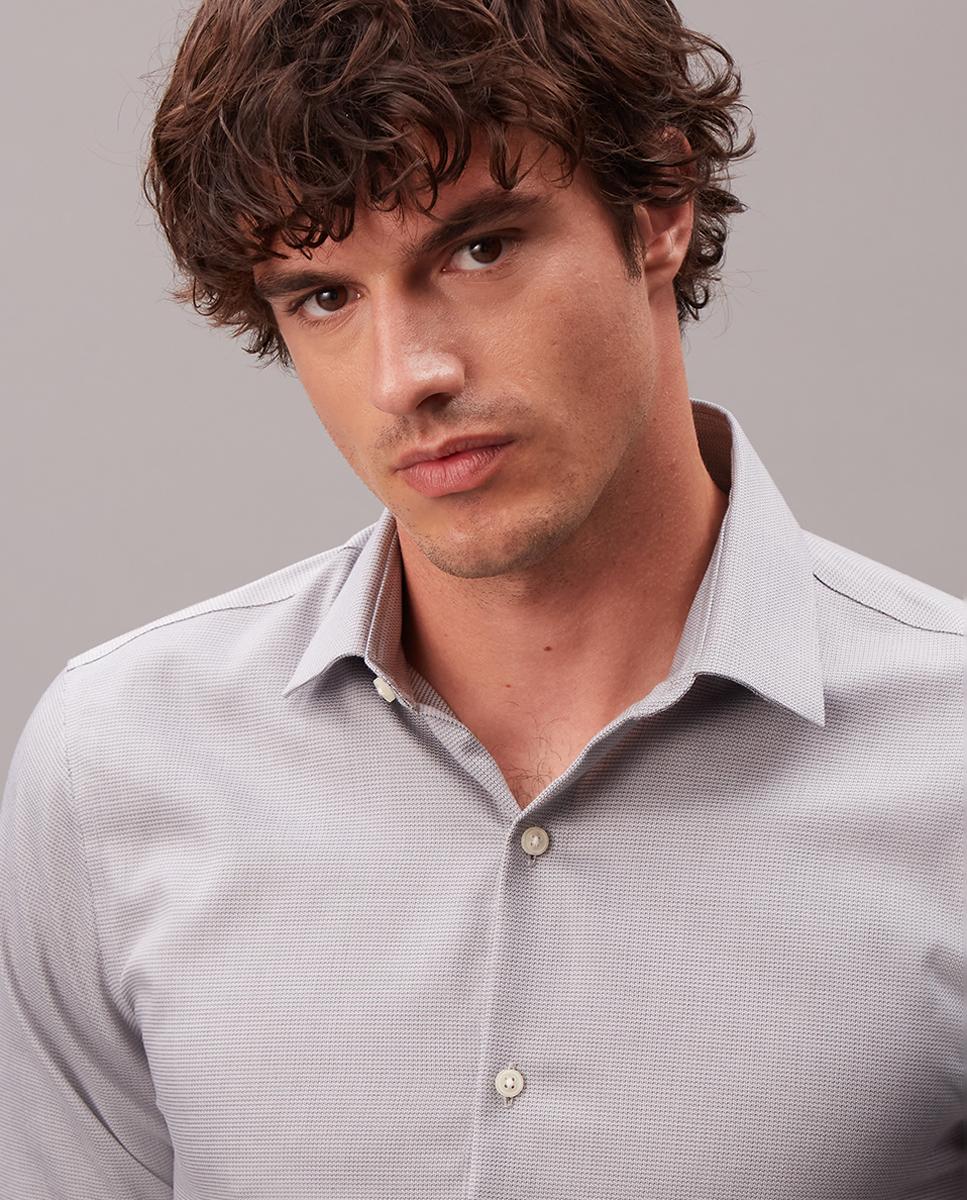 Camisa de vestir Hombre slim popelín lisa - Calvin Klein - Gris Gris-3