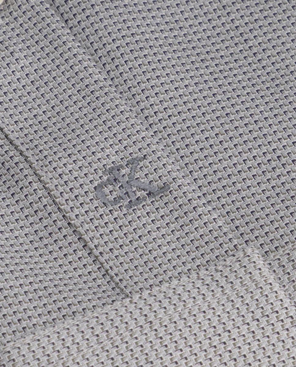Camisa Clássica Slim de Popelina Lisa Cinzento-3