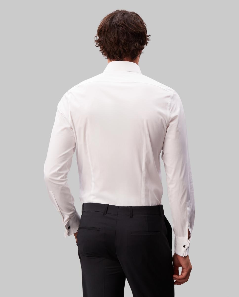 Camisa Clássica Slim de Popelina Lisa Branco-2