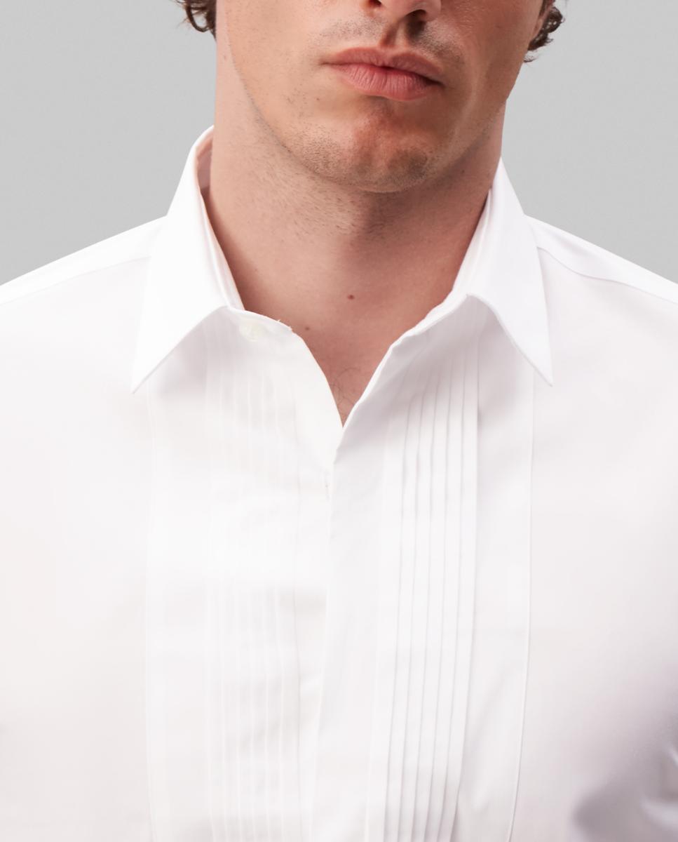 Camisa Clássica Slim de Popelina Lisa Branco-5