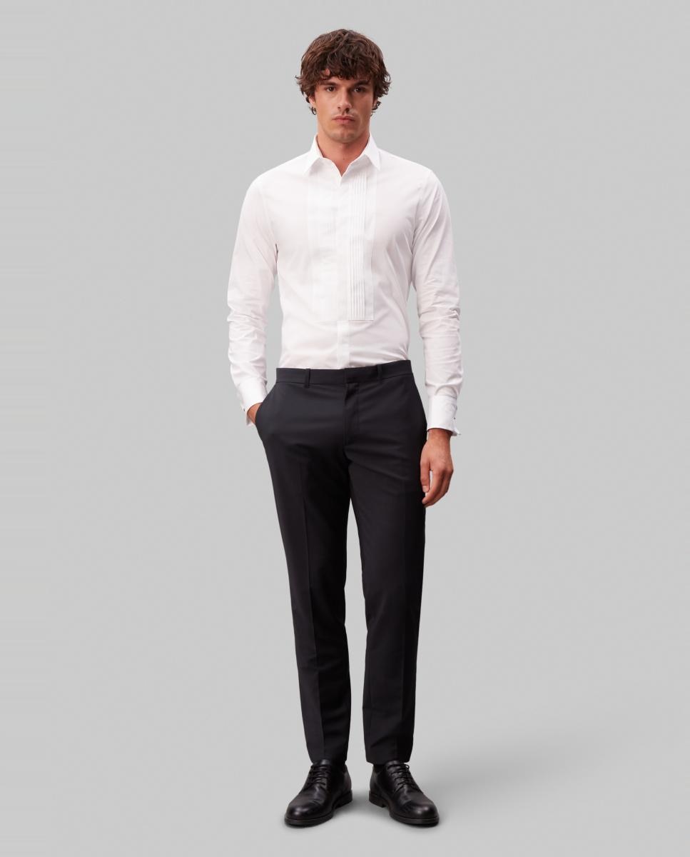 Camisa Clássica Slim de Popelina Lisa Branco-7