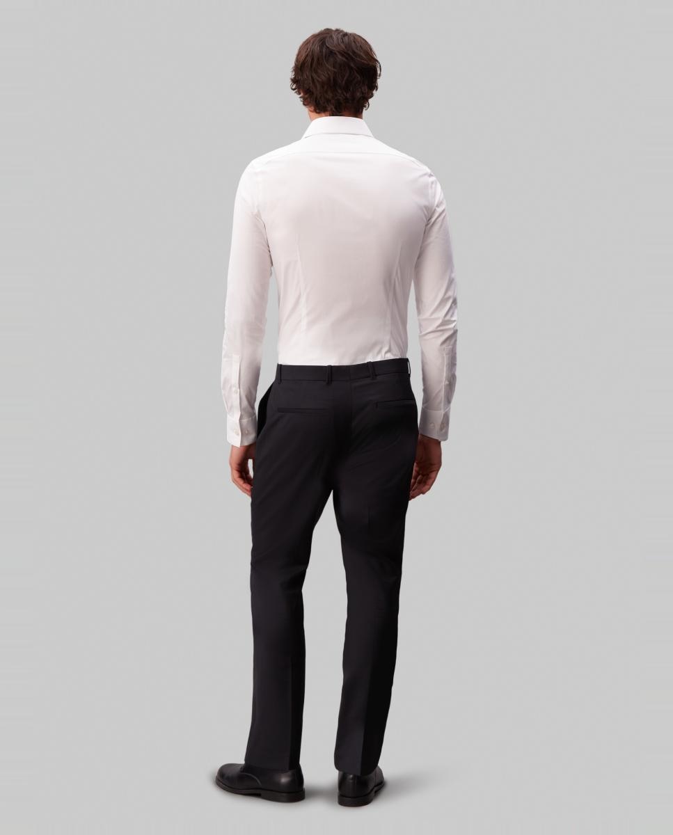 Camisa Clássica Slim de Popelina Lisa Branco-2
