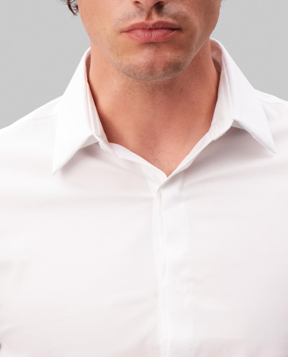 Camisa Clássica Slim de Popelina Lisa Branco-3