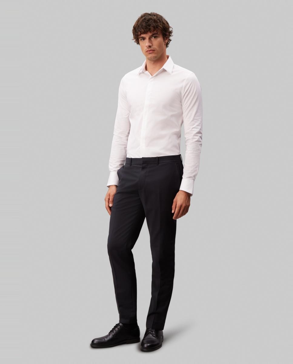 Camisa Clássica Slim de Popelina Lisa Branco-7